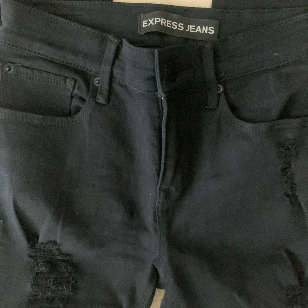 Express Distressed Mid Rise Leggings